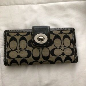 Coach Black and Tan Patterned Wallet